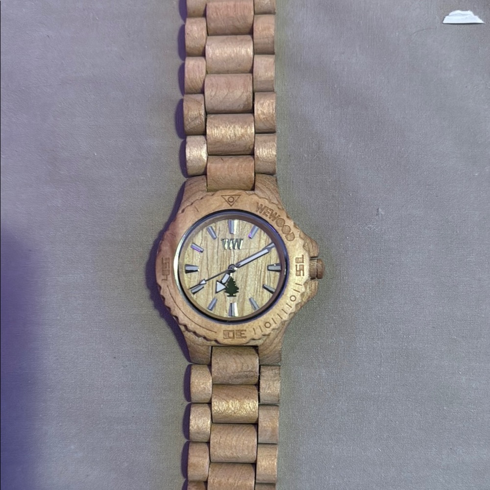 Wooden Wristwatch with Tree Design